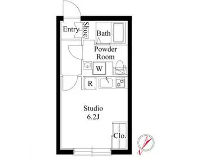 アバンティア初台(ワンルーム/2階)の間取り写真