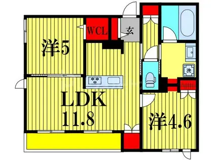 リベルテおおたかの森(2LDK/2階)の間取り写真