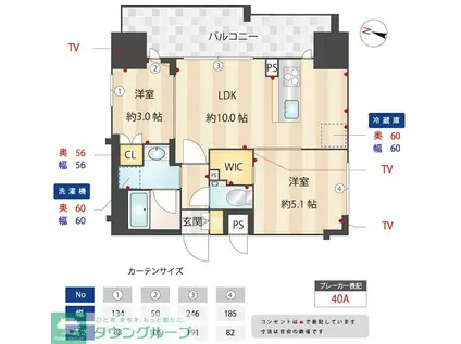 ZOOM本郷(2LDK/5階)の間取り写真