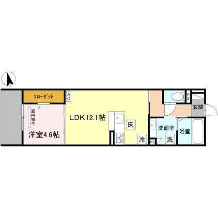 FIELD COURT(1LDK/1階)の間取り写真