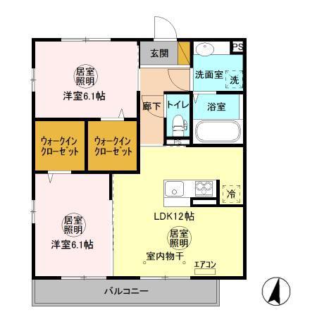 フォレストメゾン鉢形台(2LDK/3階)の間取り写真
