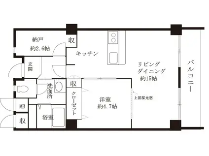 東帝塚山ハイツ(1SLDK/4階)の間取り写真