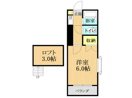 Sコーポ帯山(1K/2階)の間取り写真