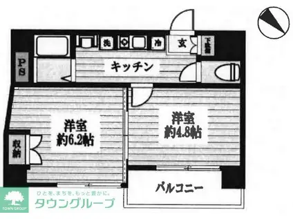 エスコート代田橋(2K/4階)の間取り写真