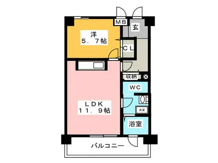 ザ レギャン 3号棟(1LDK/1階)の間取り写真
