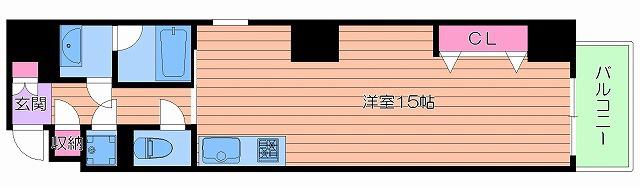ボーベル南船場(ワンルーム/13階)の間取り写真