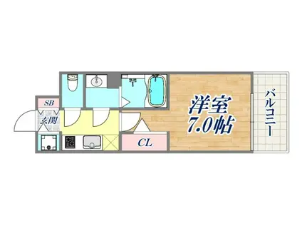 アドバンス神戸マーレ(1K/7階)の間取り写真