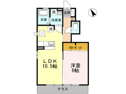 ガーデン久我山(1LDK/1階)の間取り写真