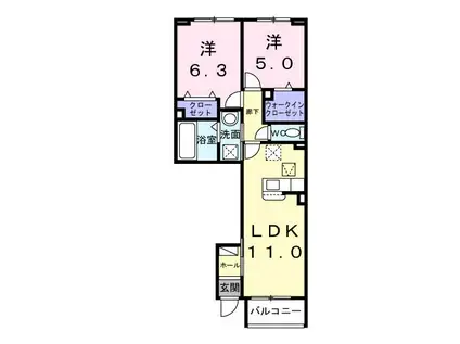 ルミッカ(2LDK/1階)の間取り写真