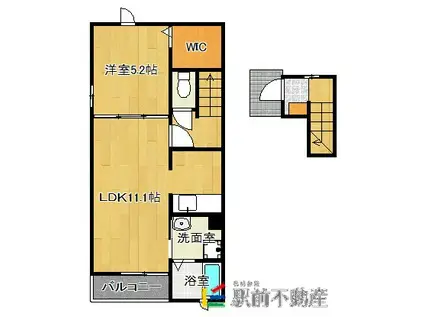 シェーネ駅東 A(1LDK/2階)の間取り写真