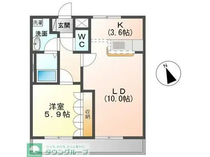 メープルコート(1LDK/2階)の間取り写真
