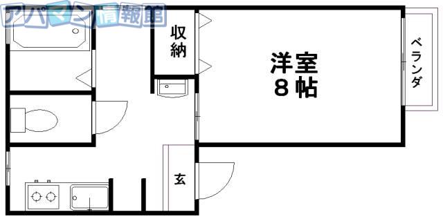 ヴィラサンタモニカB(1K/2階)の間取り写真