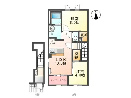 毛呂山町岩井東1丁目アパート工事(2LDK/2階)の間取り写真