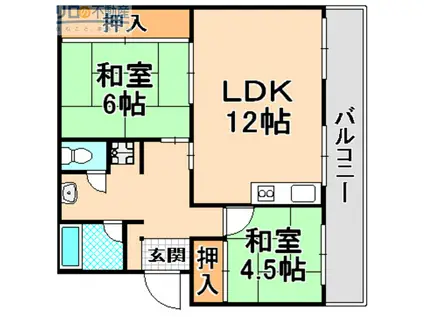 メゾン笹原(2LDK/3階)の間取り写真