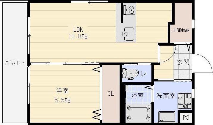 ASAMORI-SO(1LDK/2階)の間取り写真
