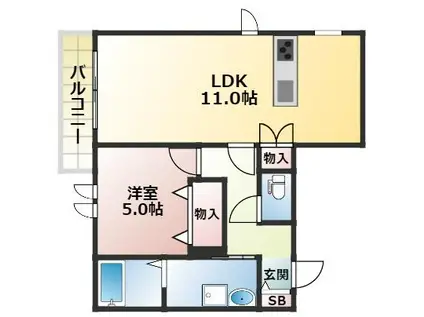 リーリエ(1LDK/3階)の間取り写真