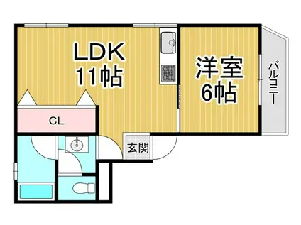 メゾン堀池(1LDK/3階)の間取り写真