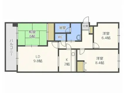 アルファスクエア円山(3LDK/6階)の間取り写真