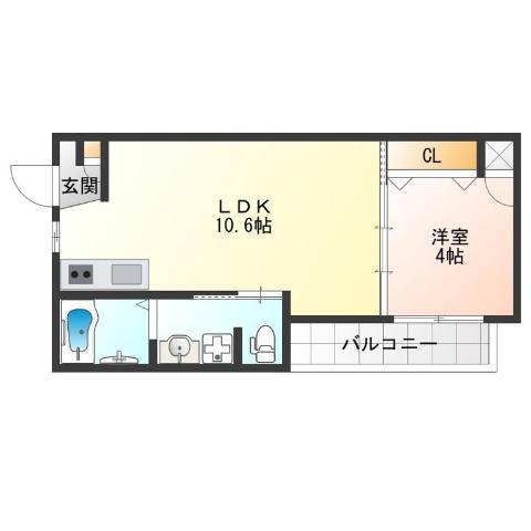 FMAISON住吉公園南(1LDK/3階)の間取り写真