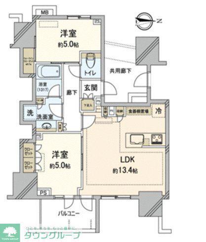 パークホームズ川越新富町アドーア(2LDK/8階)の間取り写真