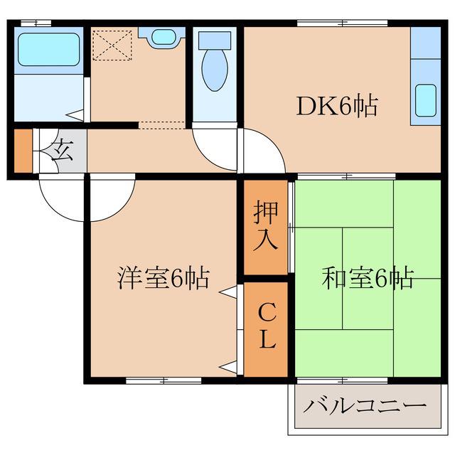 シャルマンドミールA棟(2DK/2階)の間取り写真