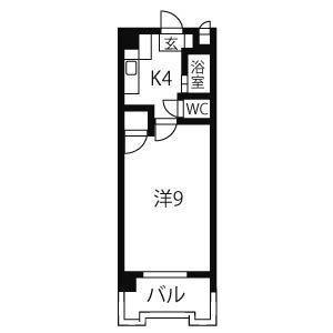 ピュアグリーン高社(1K/2階)の間取り写真