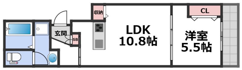 カーサカルド(1LDK/3階)の間取り写真