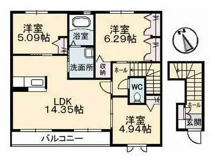 エスポワール3(3LDK/2階)の間取り写真
