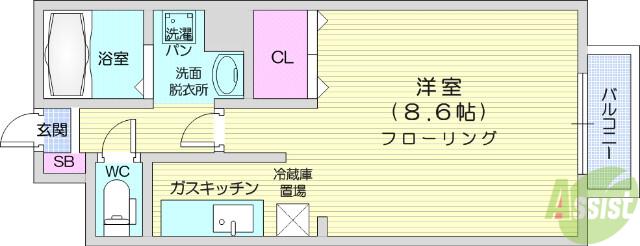 ノース CITY50(ワンルーム/1階)の間取り写真
