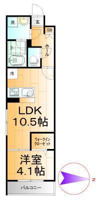 トレ・アルコバレーノ中央(1LDK/5階)の間取り写真