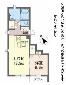 シャーメゾンフェリーチェTOMO(1LDK/1階)の間取り写真