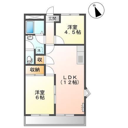 エクセル富貴ノ台(2LDK/2階)の間取り写真