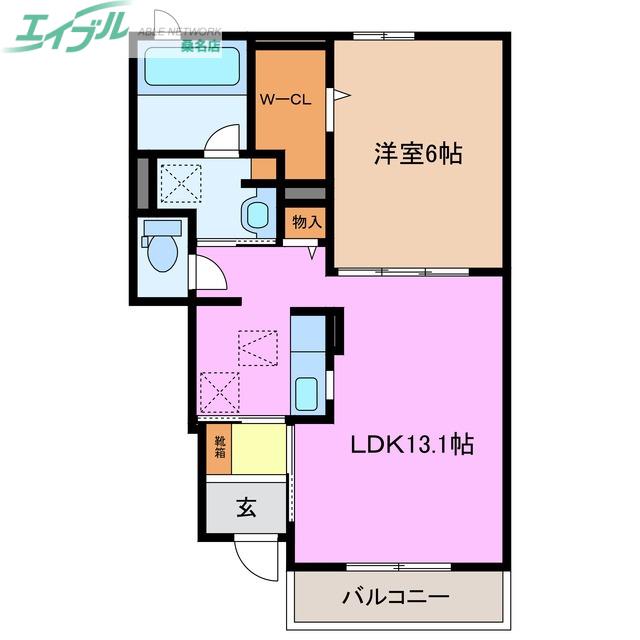 スプリングフィールドIV B(1LDK/1階)の間取り写真