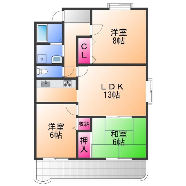 マンション舞(3LDK/2階)の間取り写真