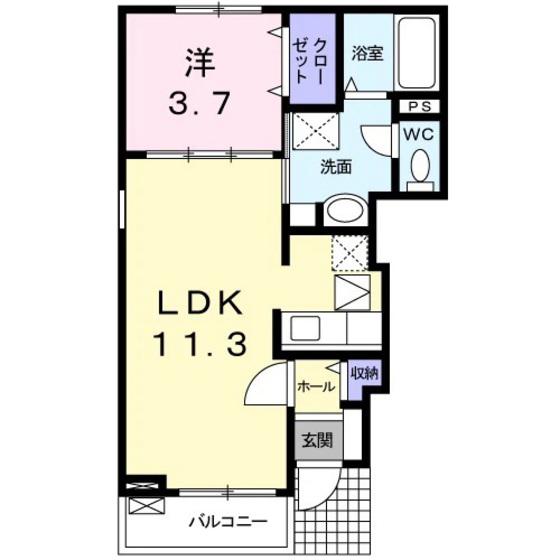 プライジア・コート(1LDK/1階)の間取り写真