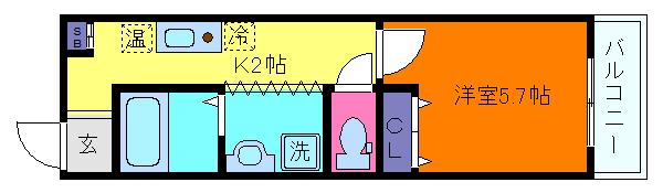マグノリアパレス(1K/5階)の間取り写真