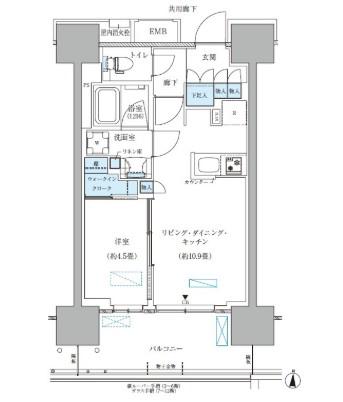 パークアクシス西大島コンフォートスクエア(1LDK/4階)の間取り写真
