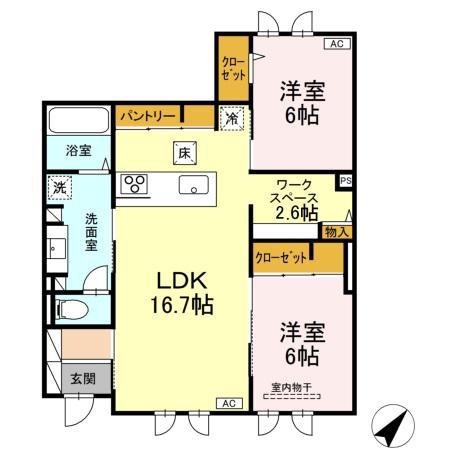 グランソラナ軽井沢(2LDK/1階)の間取り写真