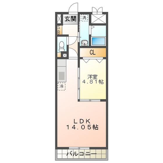 S-FORT四日市ZEAL(1LDK/15階)の間取り写真