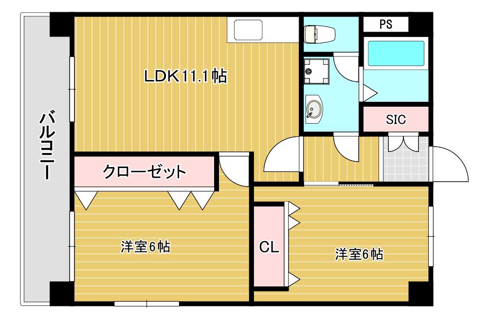 フェルト727(2LDK/3階)の間取り写真