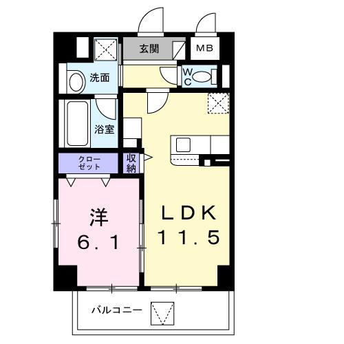 YS STATE 天王台(1LDK/6階)の間取り写真