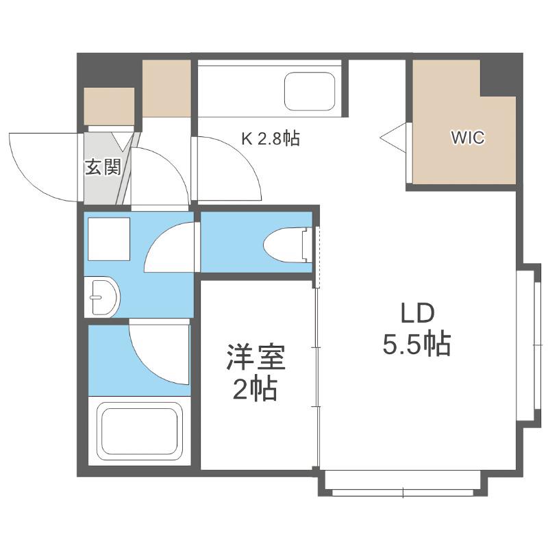 クレアール東札幌(1DK/2階)の間取り写真