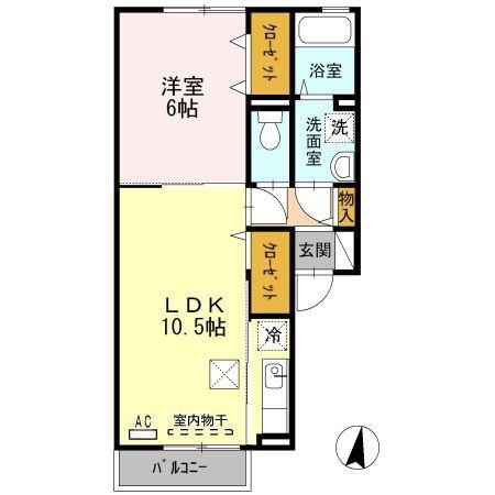 ロイヤルレジデンスA(1LDK/1階)の間取り写真