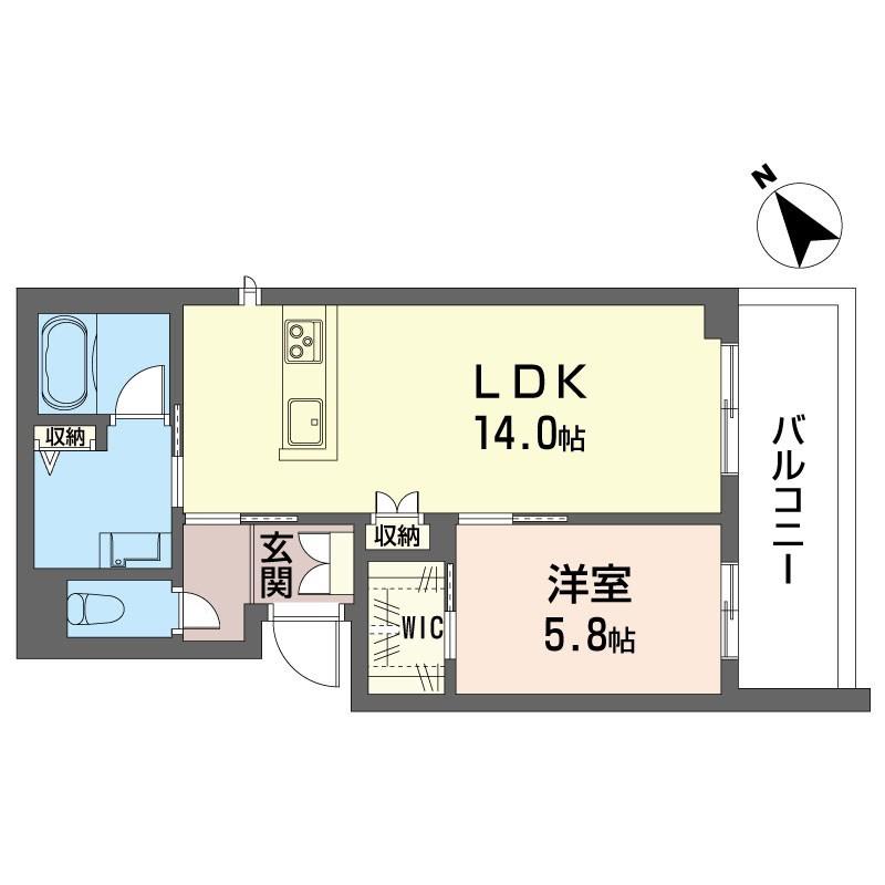 エム フラット(1LDK/2階)の間取り写真