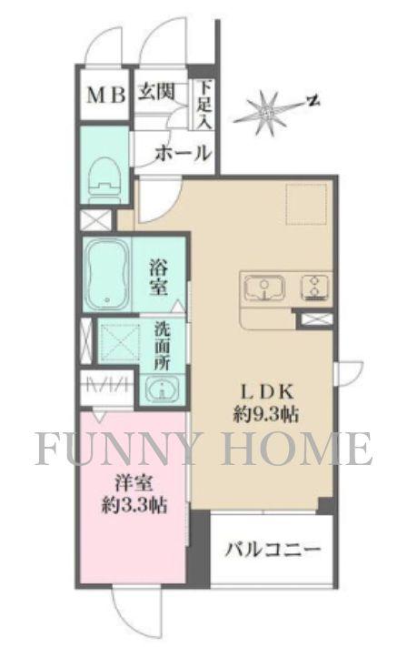 LA PERLA 桜新町(1LDK/3階)の間取り写真