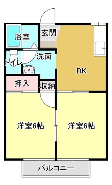 グリーンハイツ1(2DK/2階)の間取り写真