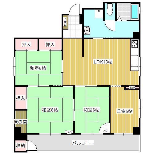 中通マンション(4LDK/10階)の間取り写真