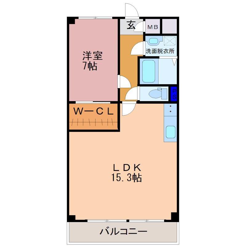細谷コーポ(1LDK/3階)の間取り写真