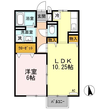アンジェリーナA(1LDK/2階)の間取り写真
