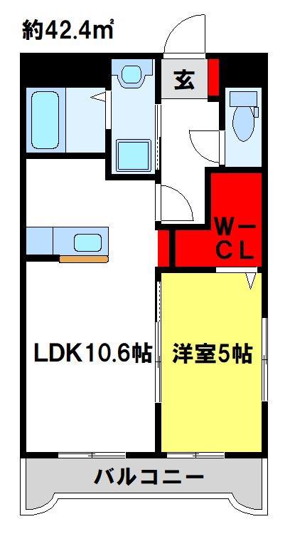 エトワール蔵上(1LDK/4階)の間取り写真